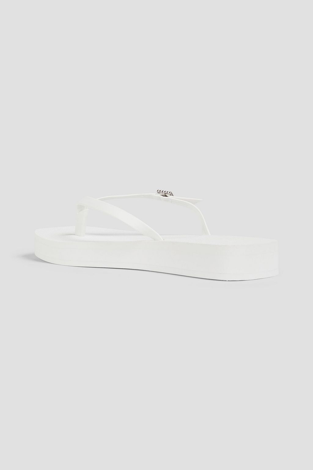 STUART WEITZMAN Embellished faux leather platform flip flops