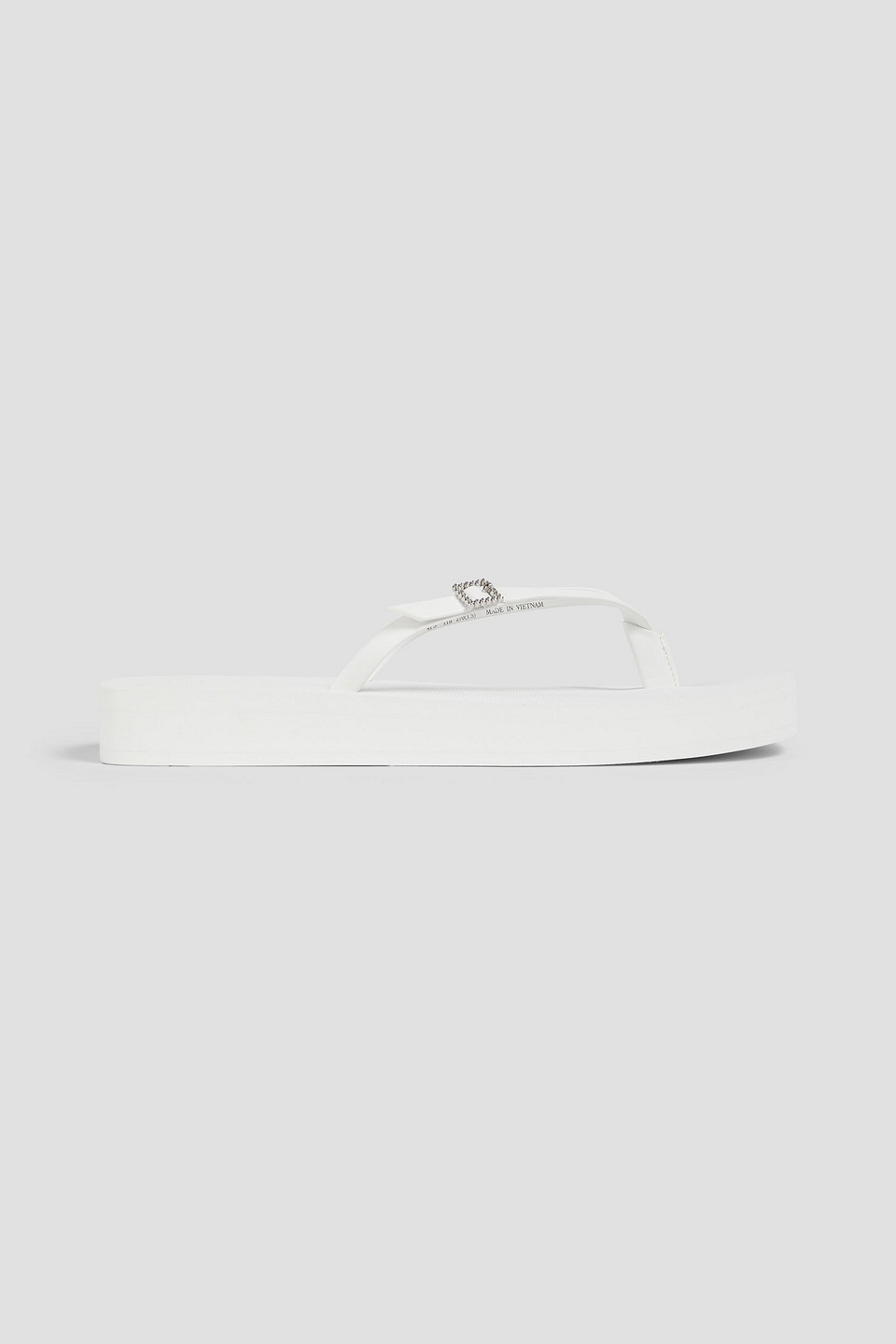 Stuart Weitzman Embellished Faux Leather Platform Flip Flops In White