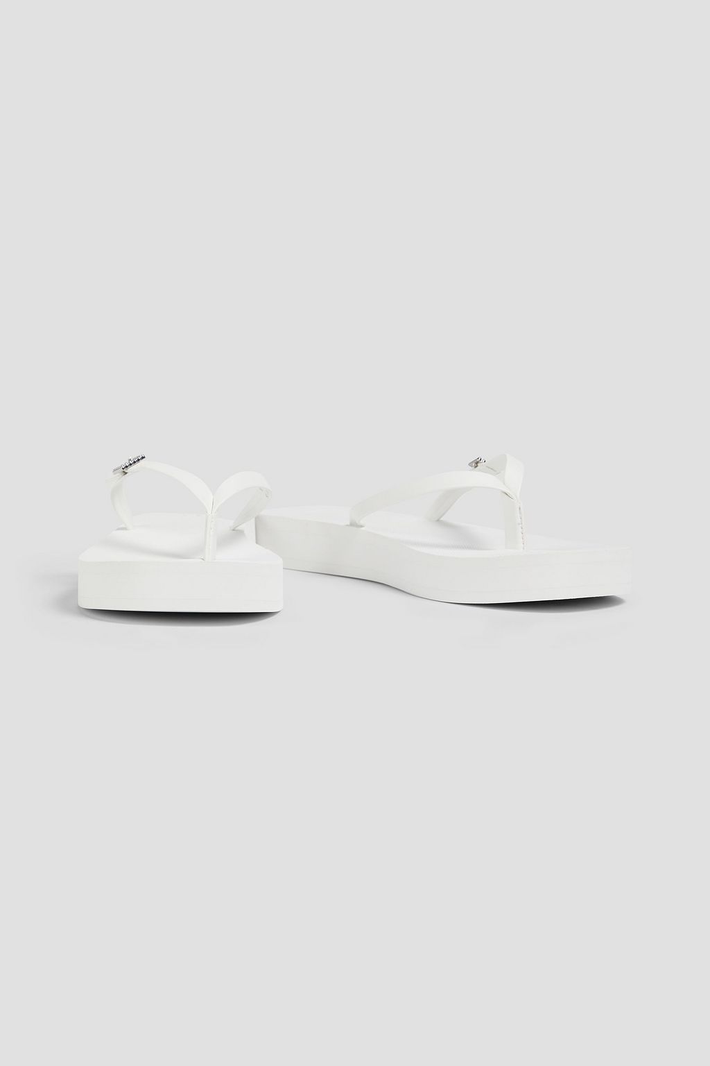 STUART WEITZMAN Embellished faux leather platform flip flops