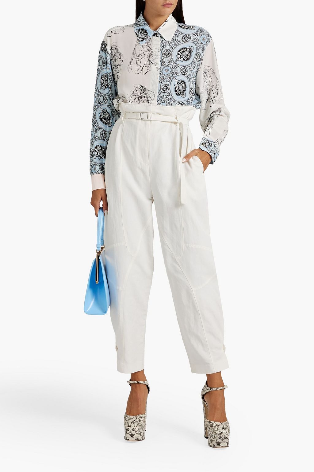 BURBERRY Printed silk-crepe shirt