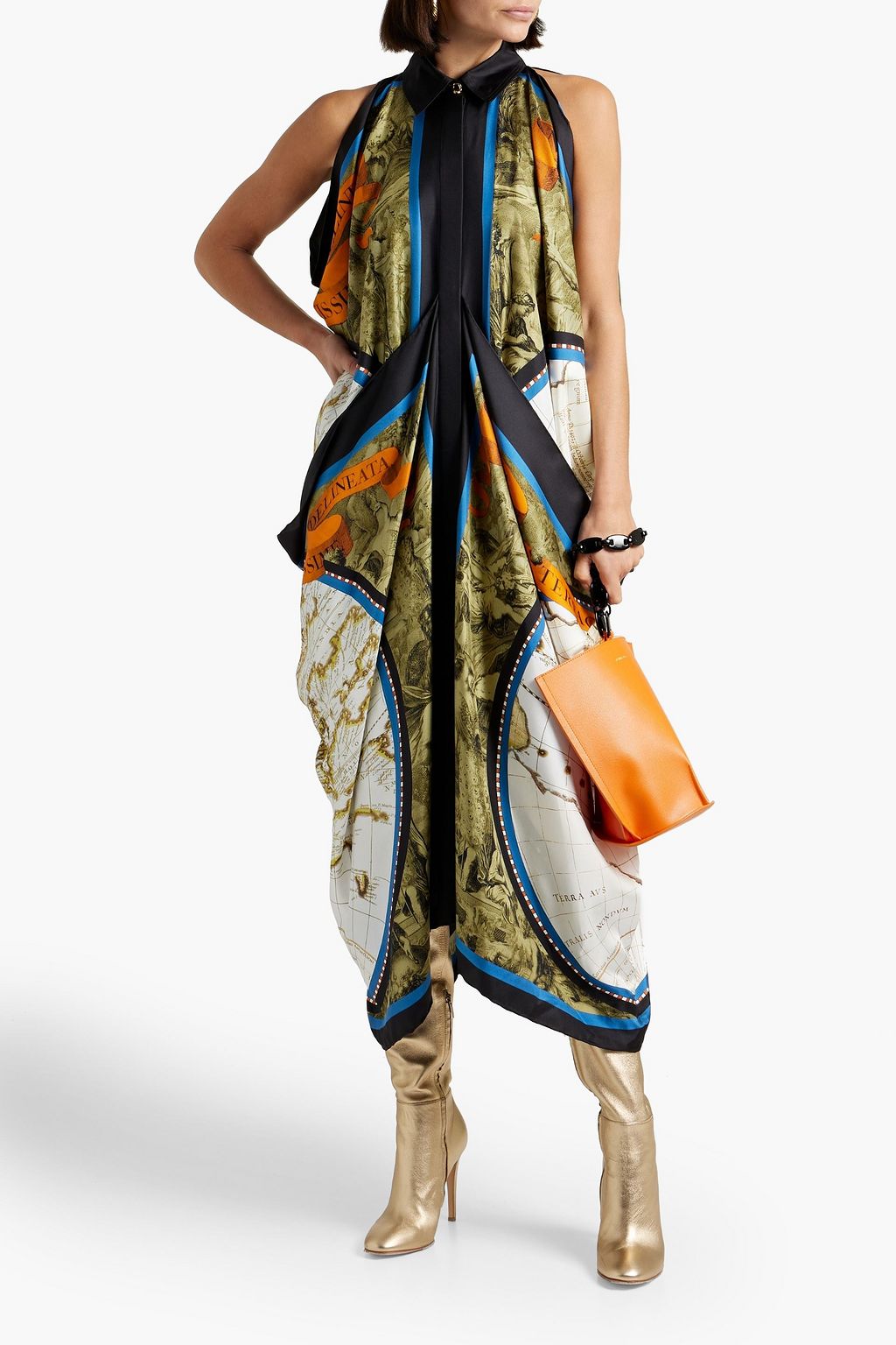 BURBERRY Layered printed silk-twill maxi dress