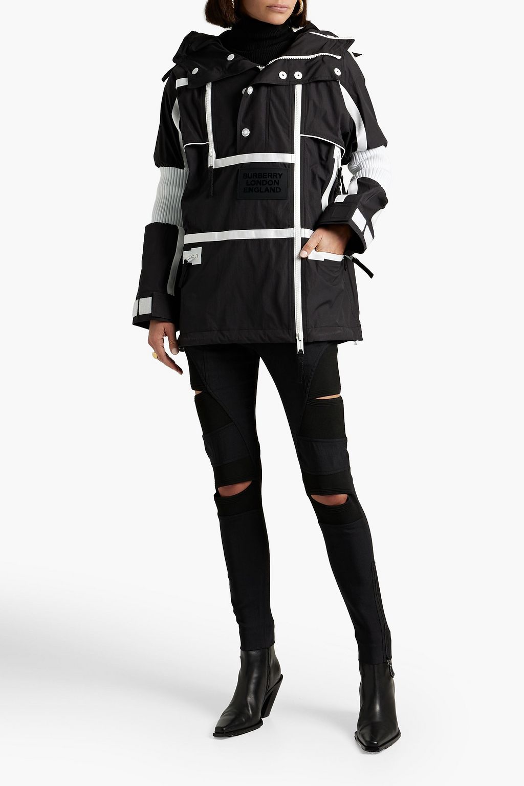 BURBERRY Two-tone shell hooded jacket