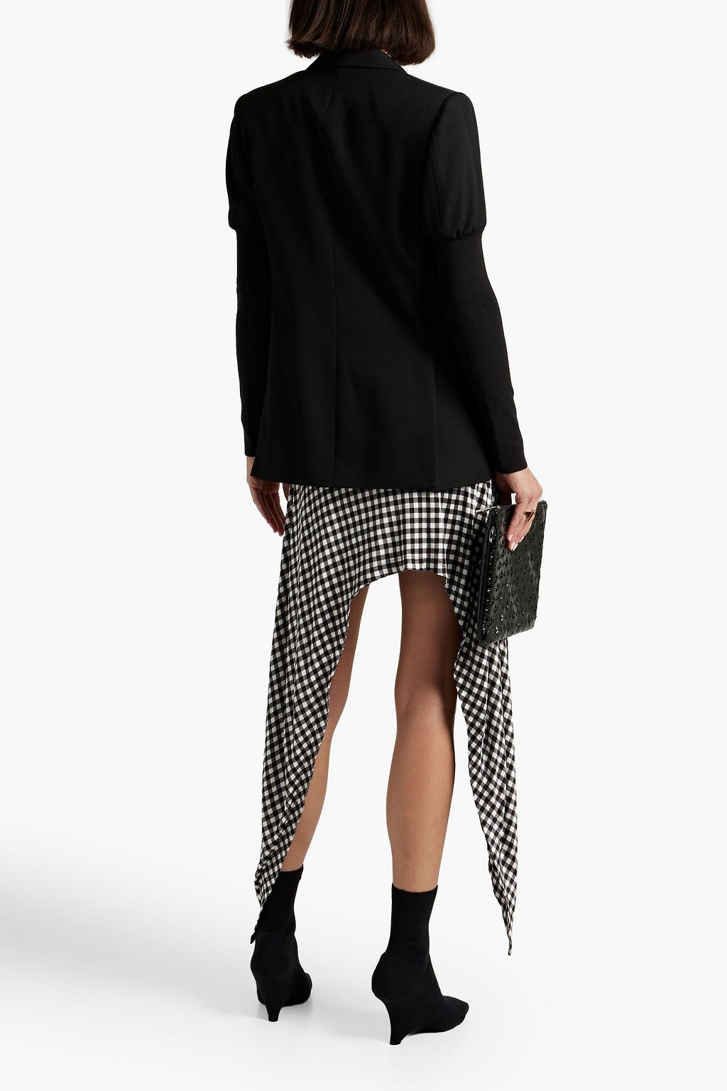 BURBERRY Asymmetric gingham jersey mini skirt