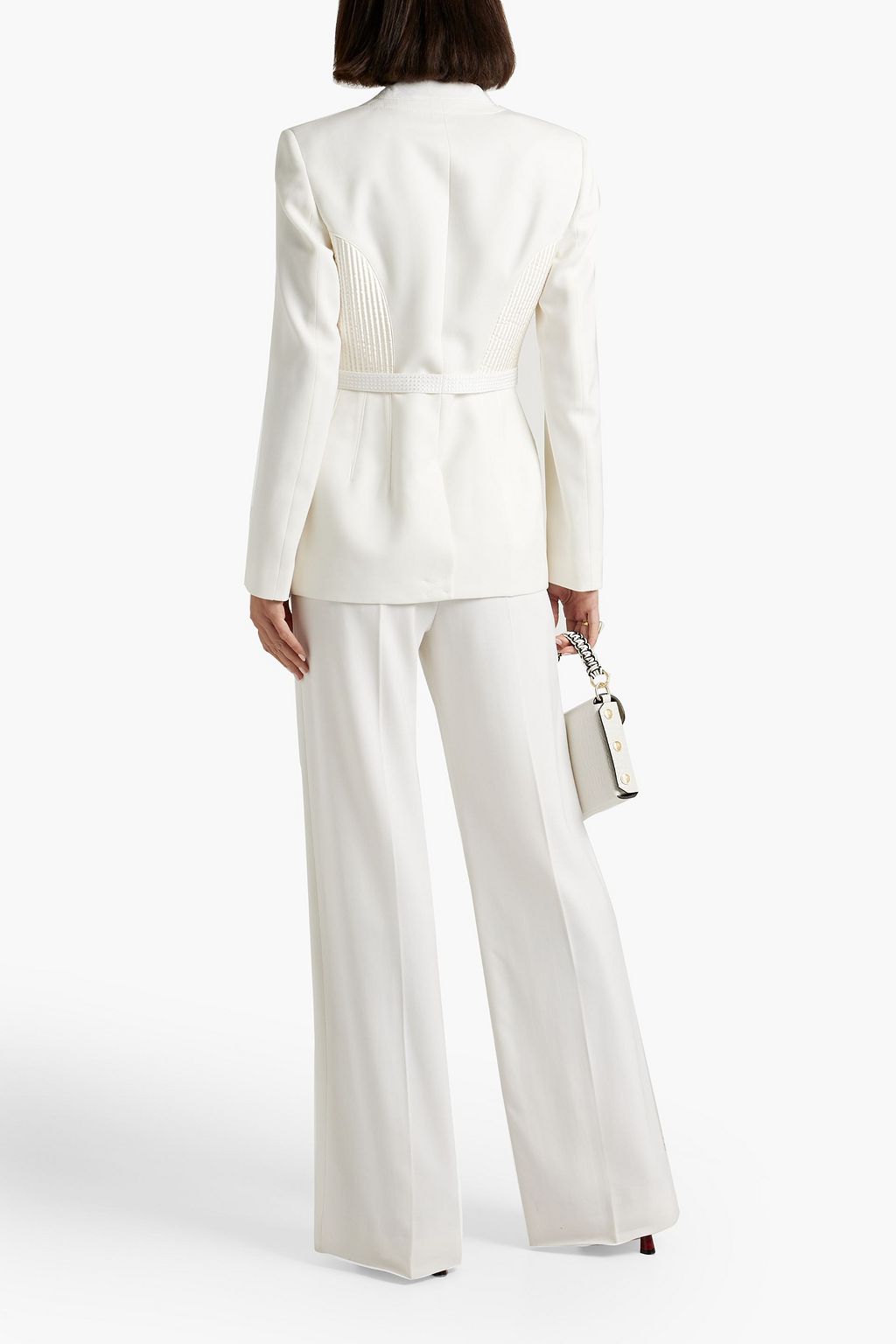 BURBERRY Belted satin-paneled wool blazer