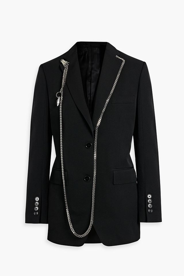 Chain-embellished wool-crepe blazer