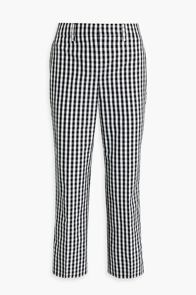 Gingham jacquard straight-leg pants