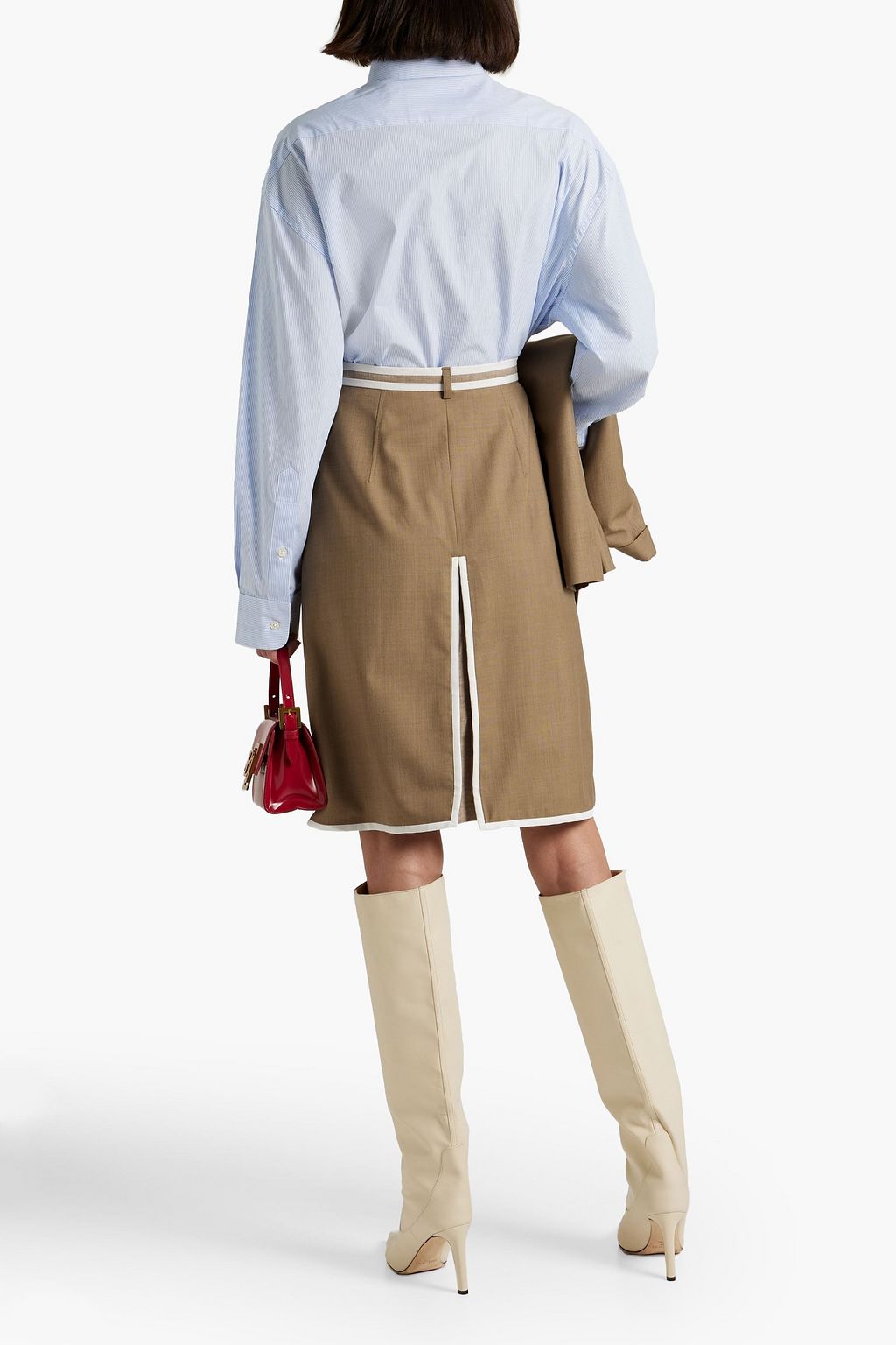 BURBERRY Color-block linen-twill skirt