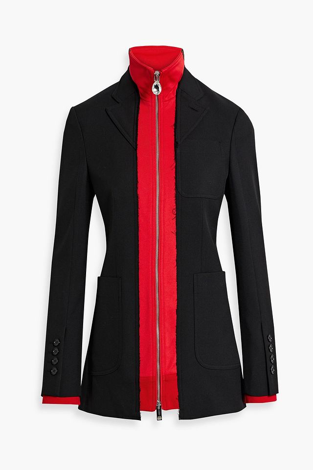 Jersey-paneled wool-twill jacket
