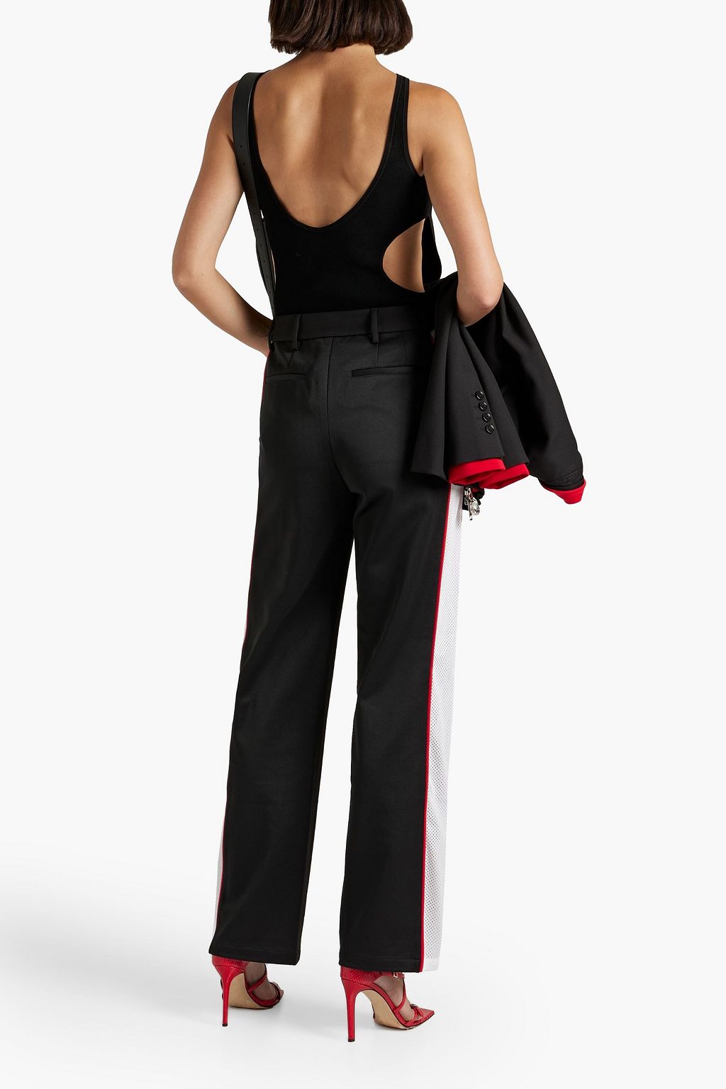 BURBERRY Mesh-paneled jersey straight-leg pants