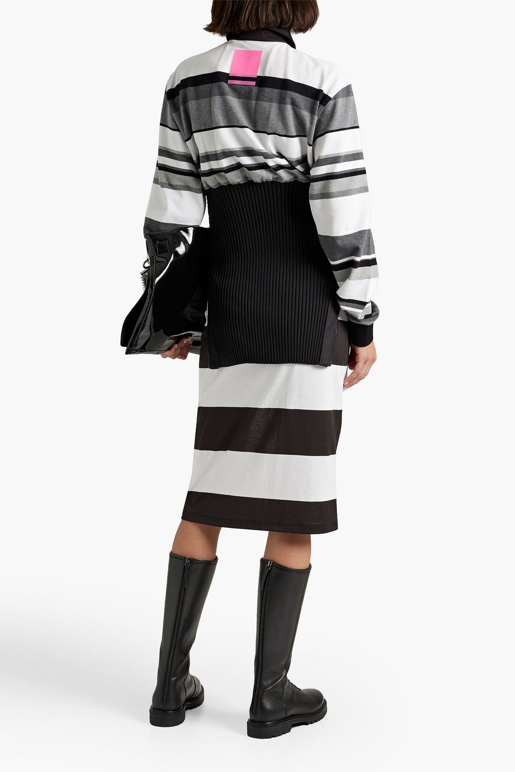 BURBERRY Cutout striped cotton-jersey skirt