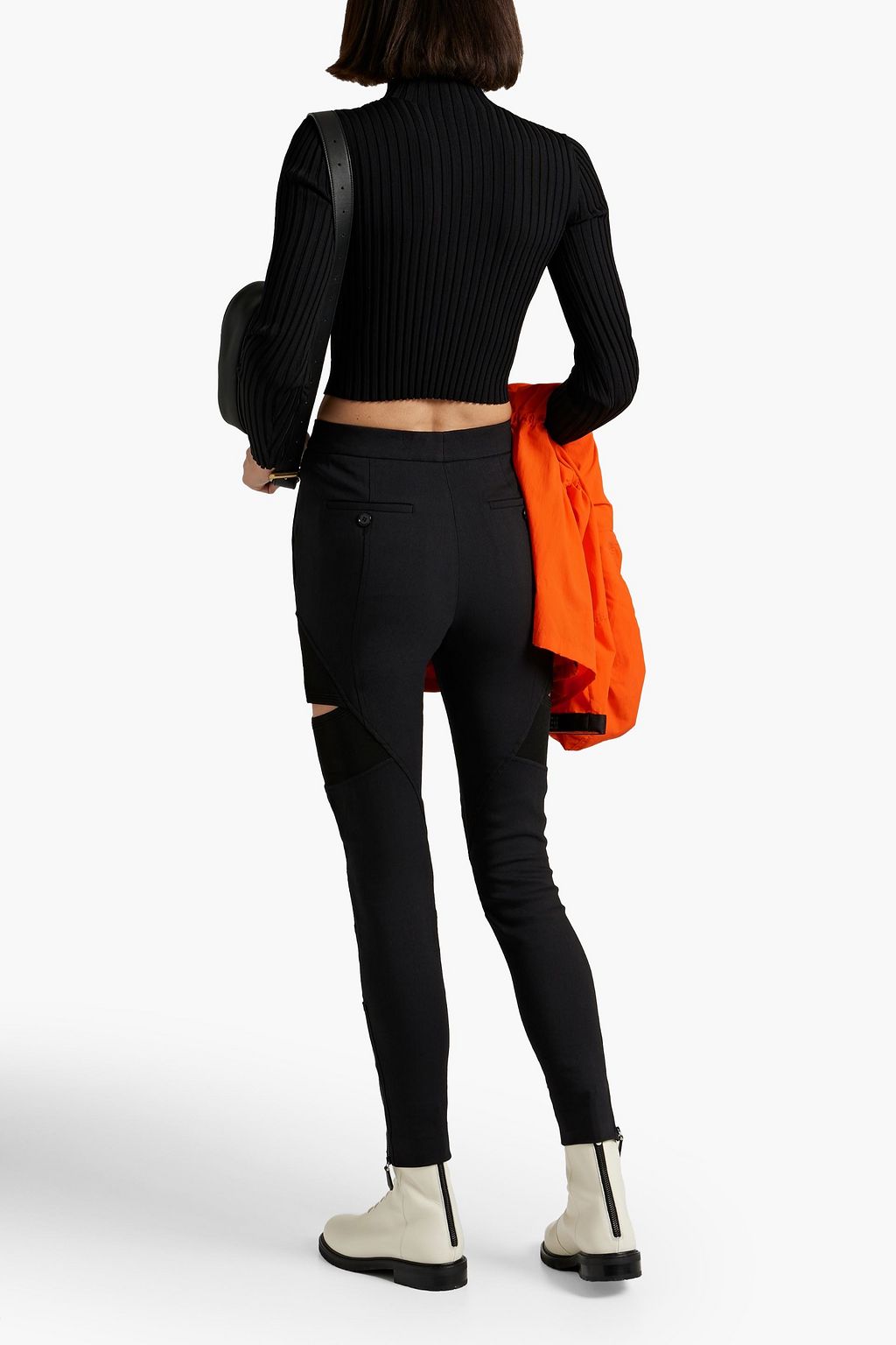 BURBERRY Knit-paneled cutout twill skinny pants
