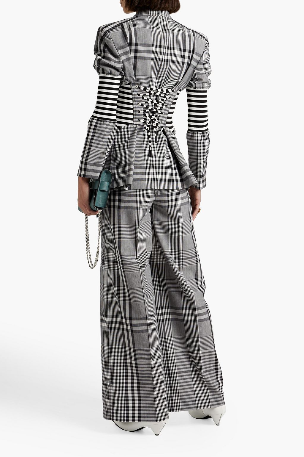BURBERRY Knit-paneled checked wool blazer
