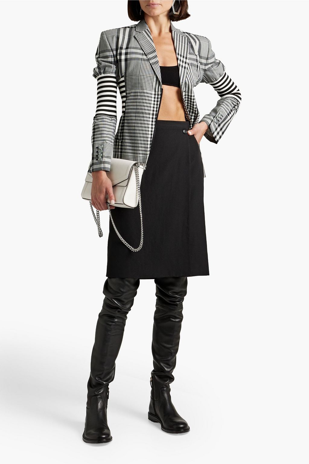 BURBERRY Wrap-effect wool-crepe skirt