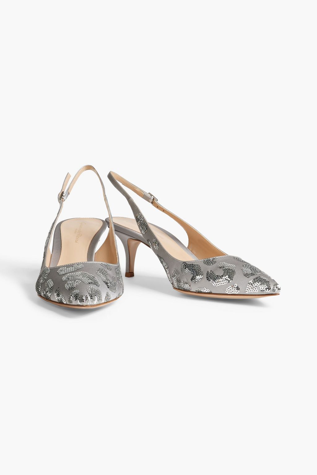 GIANVITO ROSSI Sequin-embellished satin slingback pumps