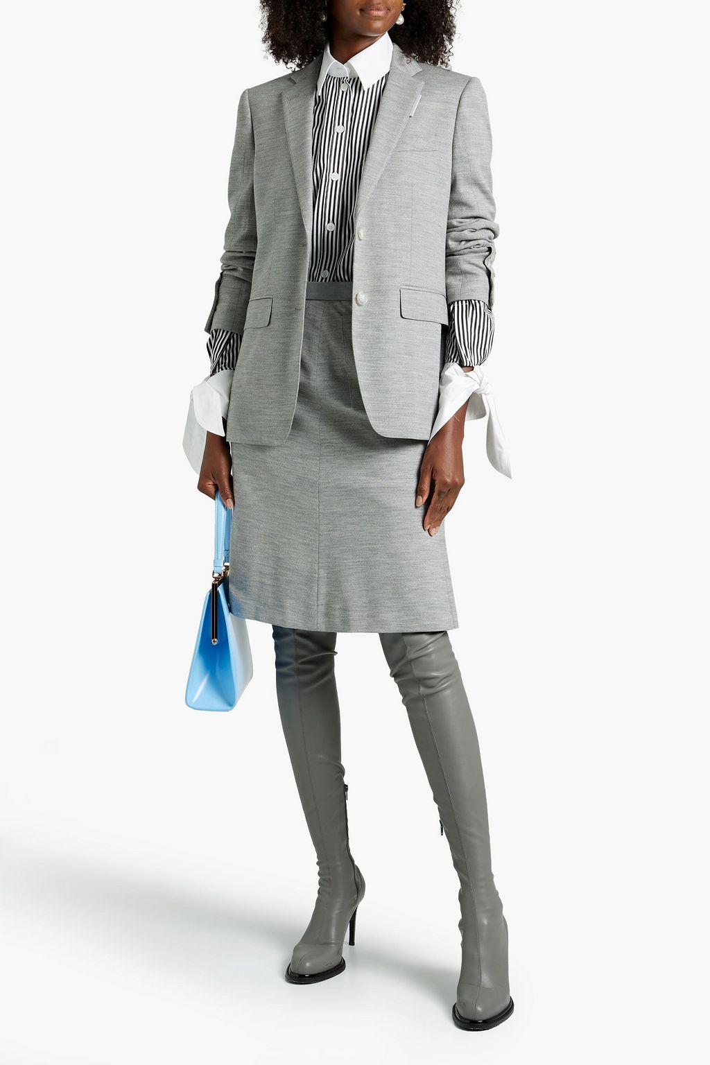 BURBERRY Mélange wool-blend jersey blazer