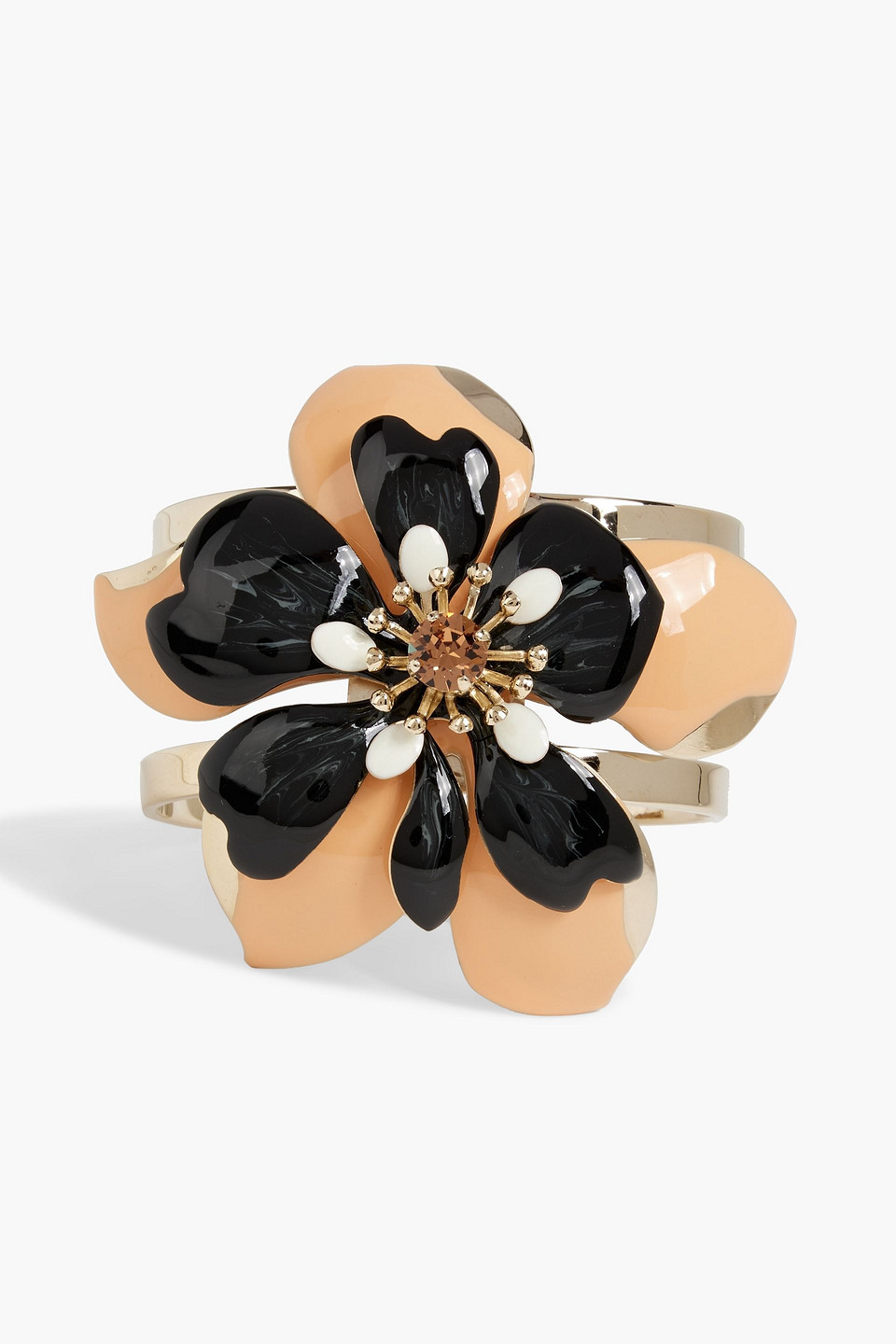 Gold-tone, crystal and enamel cuff