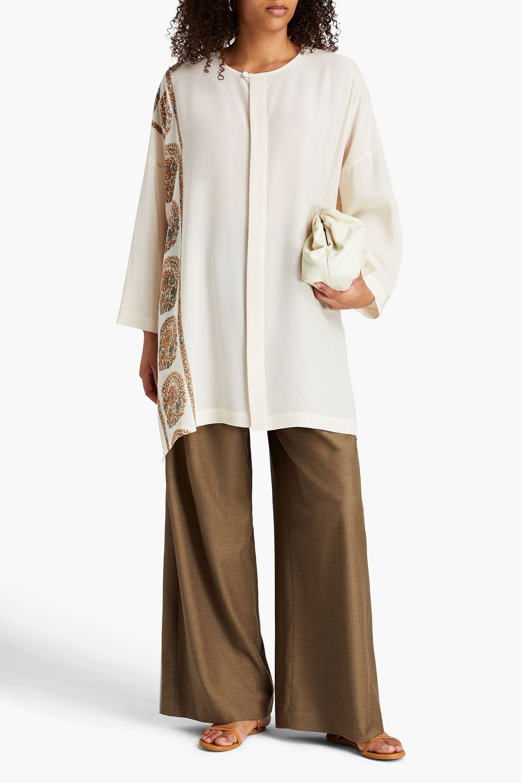 ESKANDAR Printed silk crepe de chine tunic