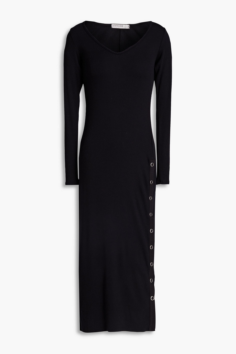 Stateside Snap-detailed Ribbed Jersey Midi Dress