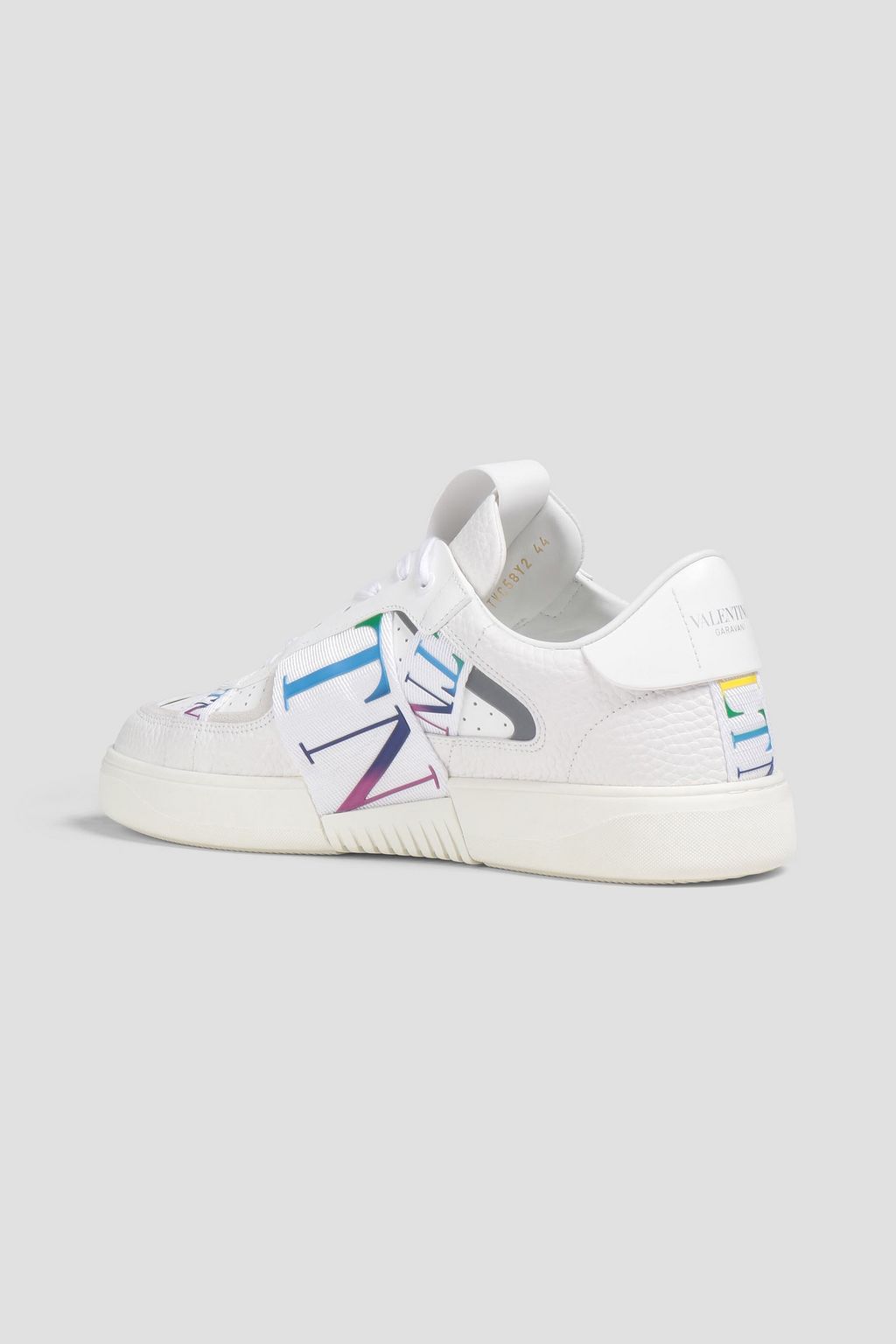 VALENTINO GARAVANI Perforated logo-print pebbled-leather and suede sneakers