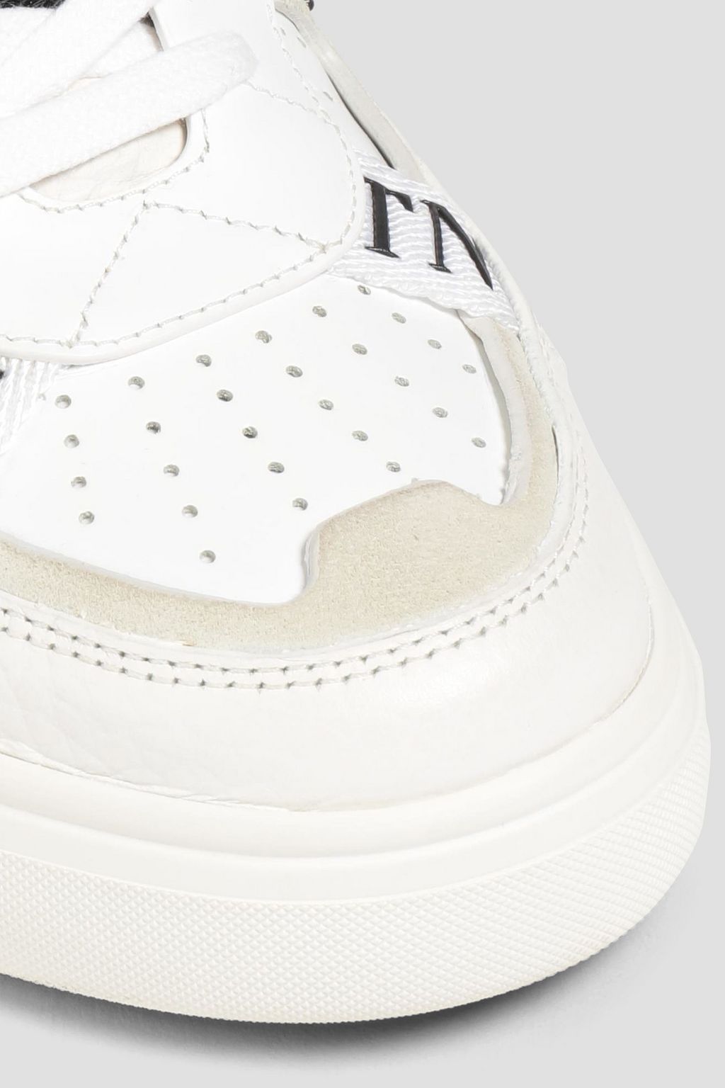 VALENTINO GARAVANI Perforated smooth and textured-leather sneakers
