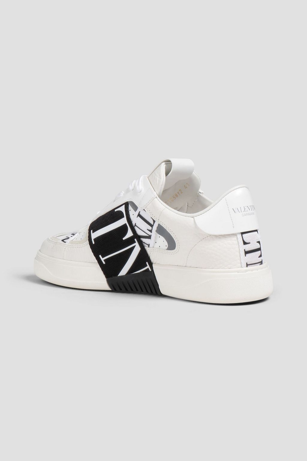 VALENTINO GARAVANI Perforated smooth and textured-leather sneakers