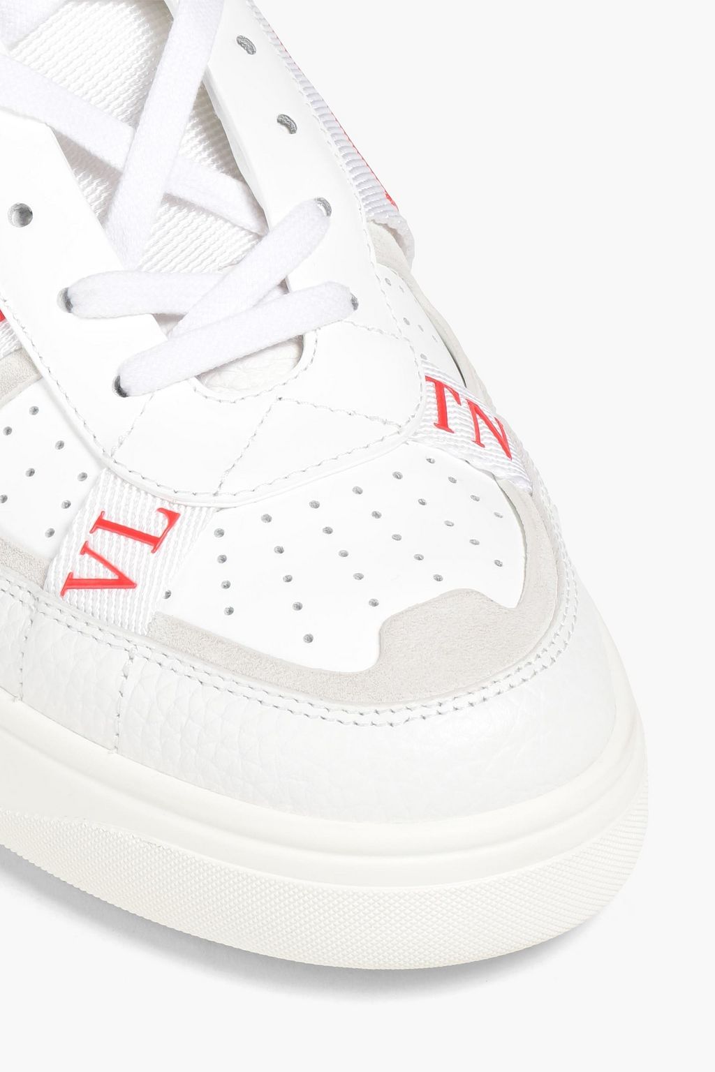 VALENTINO GARAVANI Perforated smooth and textured-leather sneakers