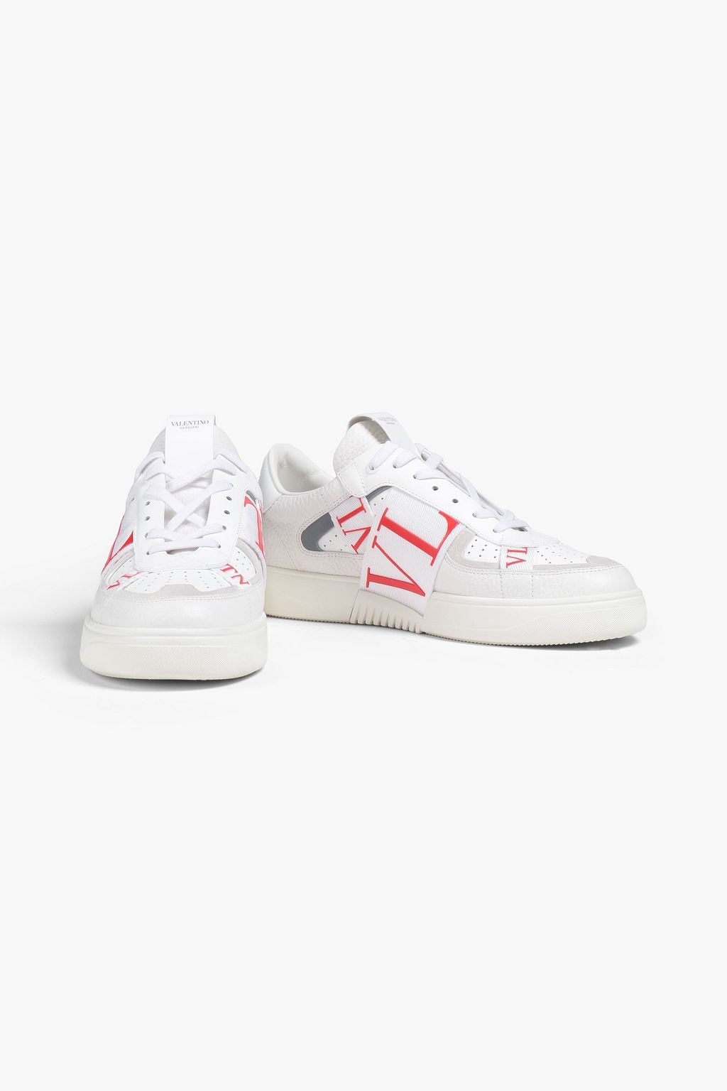 VALENTINO GARAVANI Perforated smooth and textured-leather sneakers