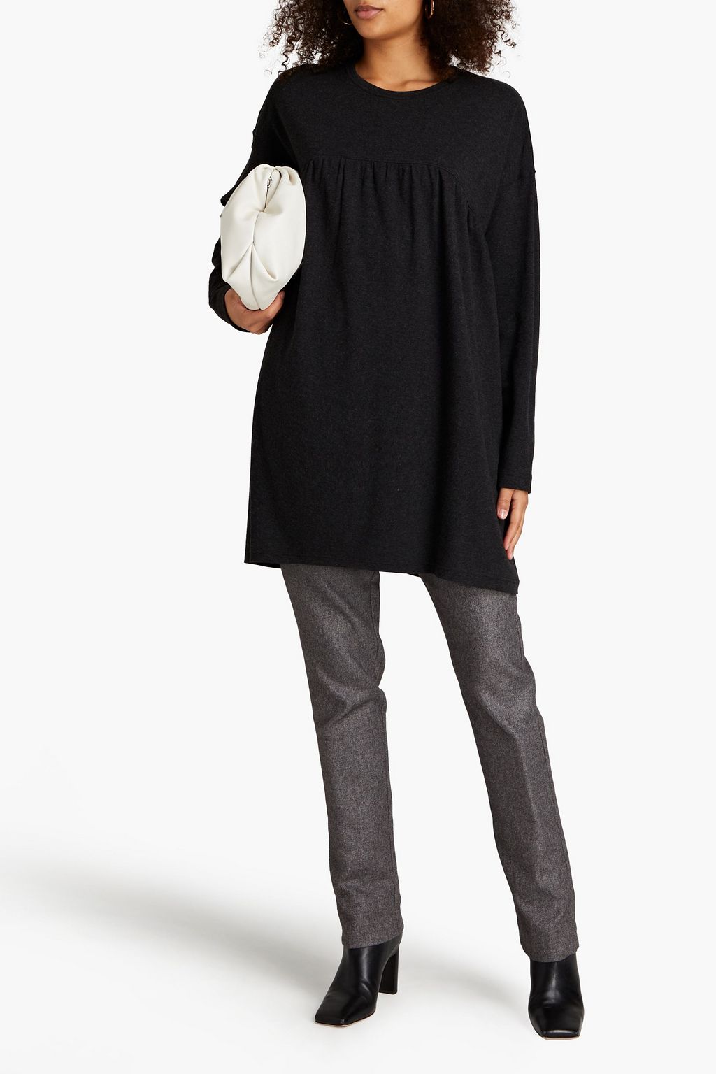 ESKANDAR Gathered Pima cotton-jersey tunic