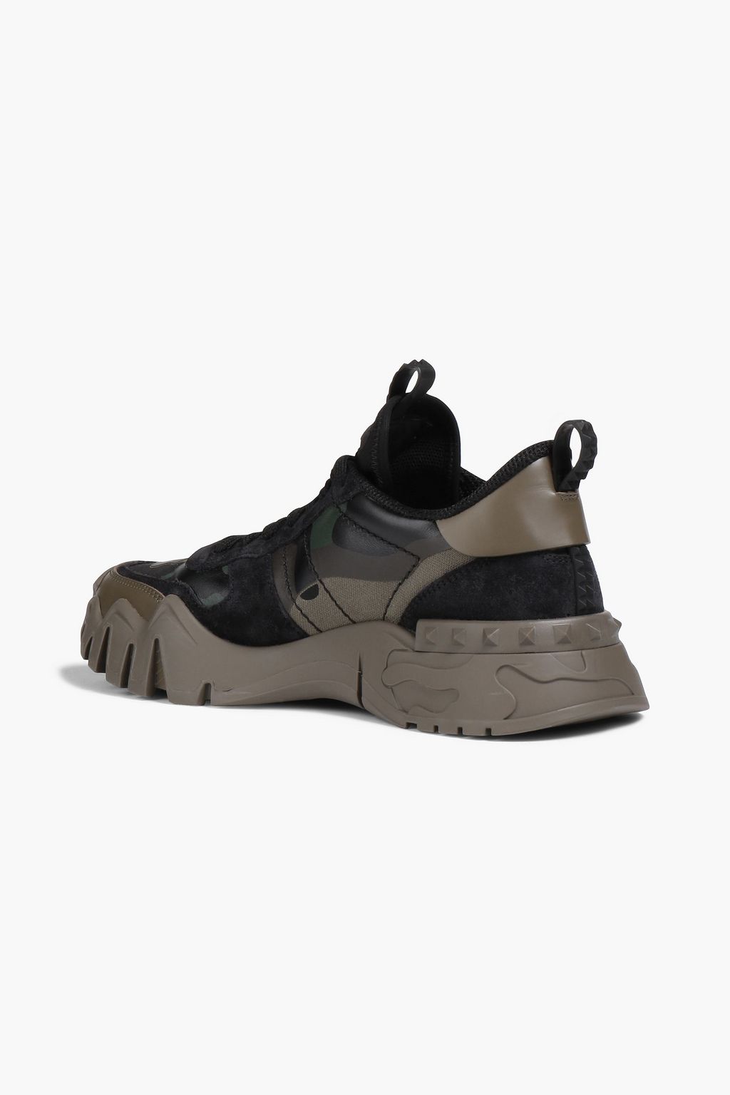 VALENTINO GARAVANI Camouflage-print canvas and suede sneakers