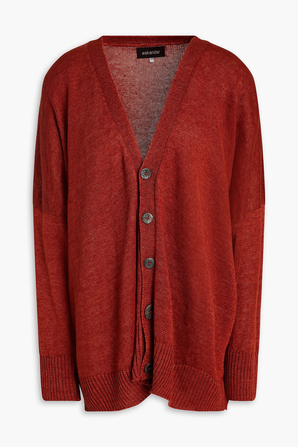 Eskandar Linen Cardigan In Brick