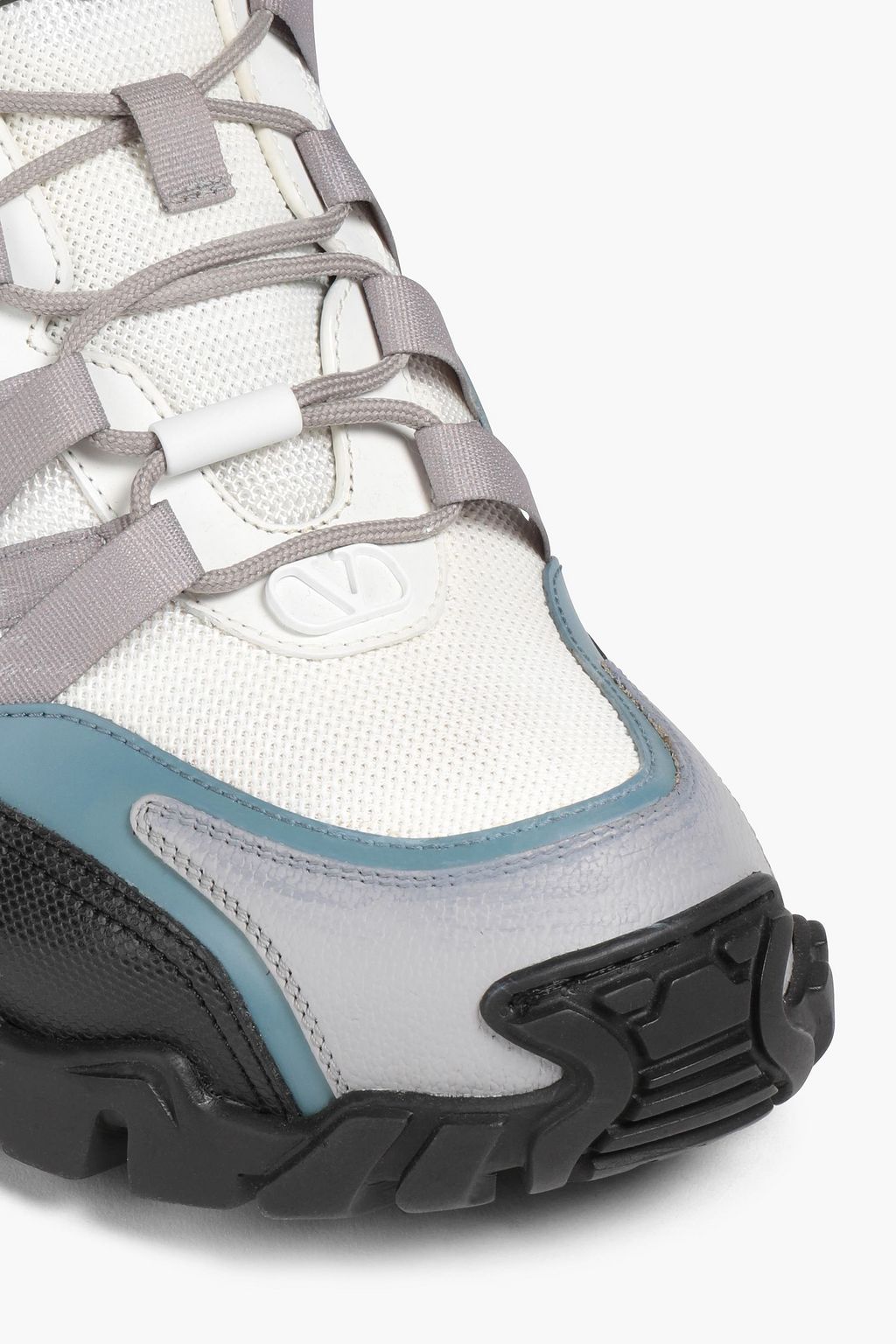 VALENTINO GARAVANI Climber leather-trimmed neon rubber and mesh sneakers