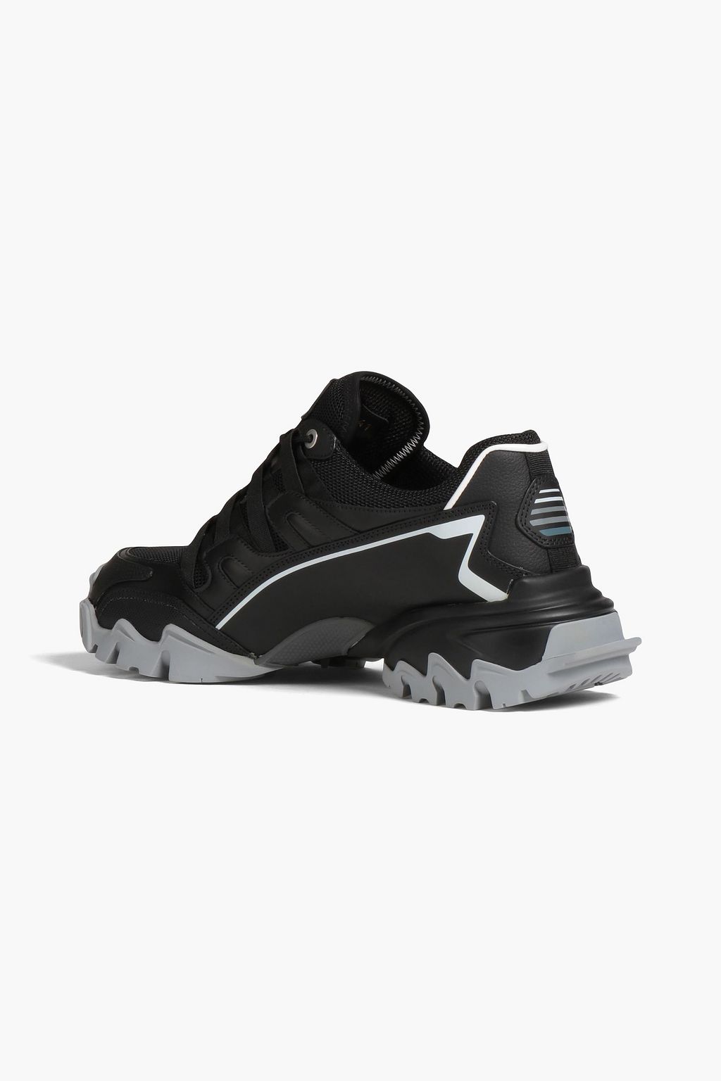 VALENTINO GARAVANI Climber leather-trimmed neon rubber and mesh sneakers