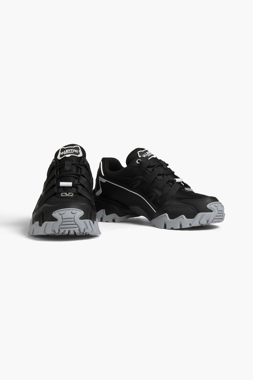 VALENTINO GARAVANI Climber leather-trimmed neon rubber and mesh sneakers