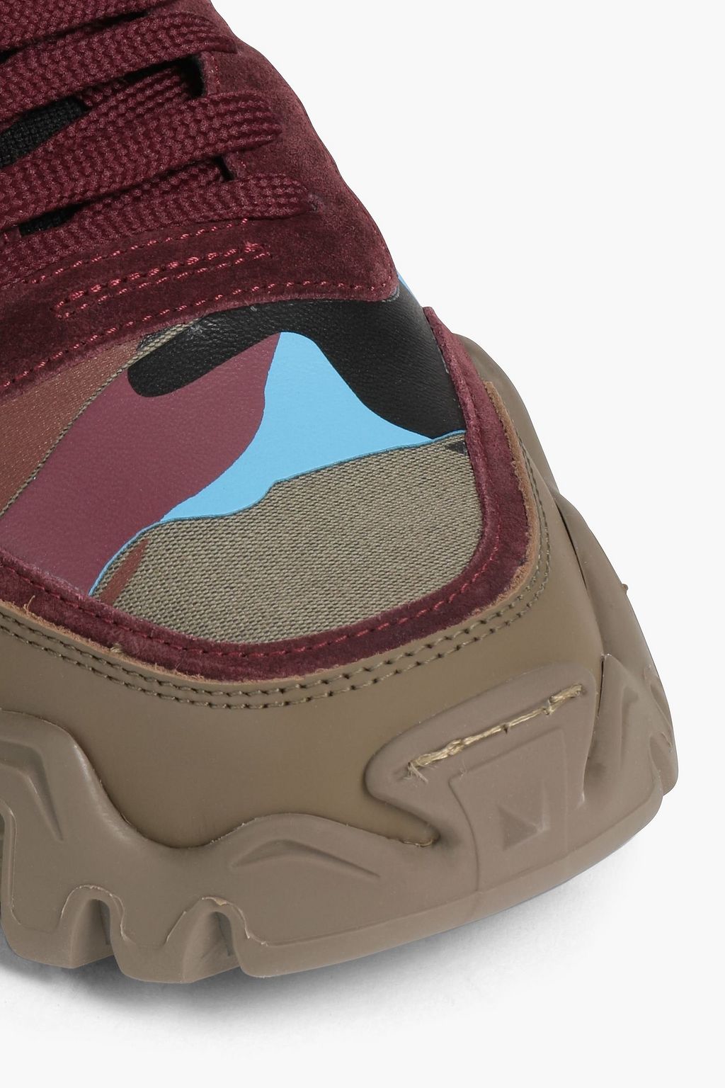 VALENTINO GARAVANI Camouflage-print canvas and suede sneakers