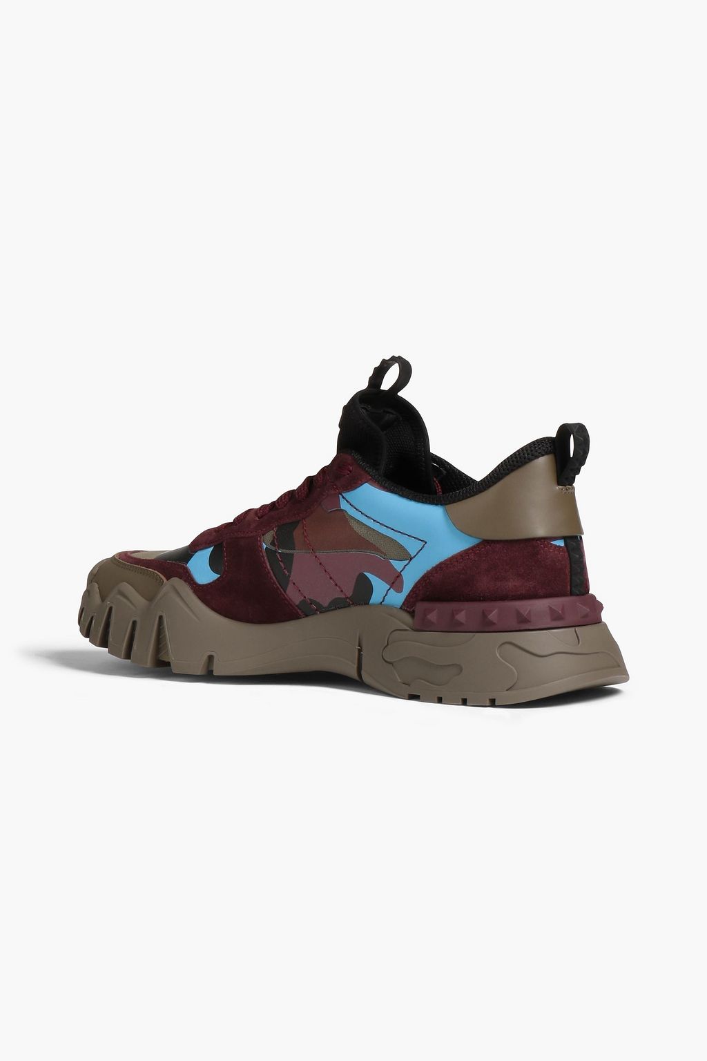VALENTINO GARAVANI Camouflage-print canvas and suede sneakers