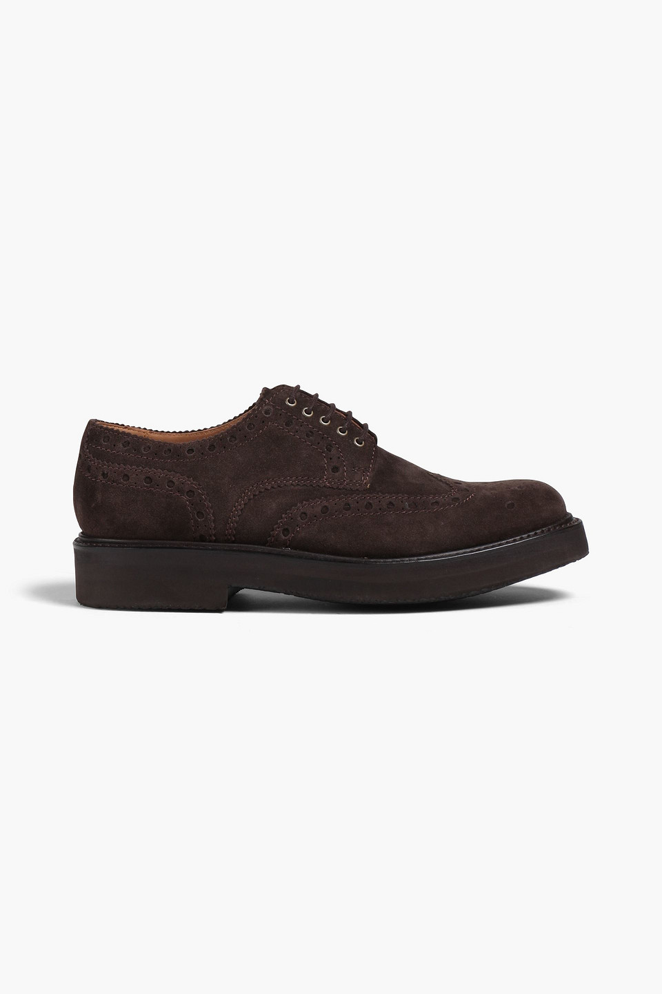 Grenson Suede Brogues In Chocolate