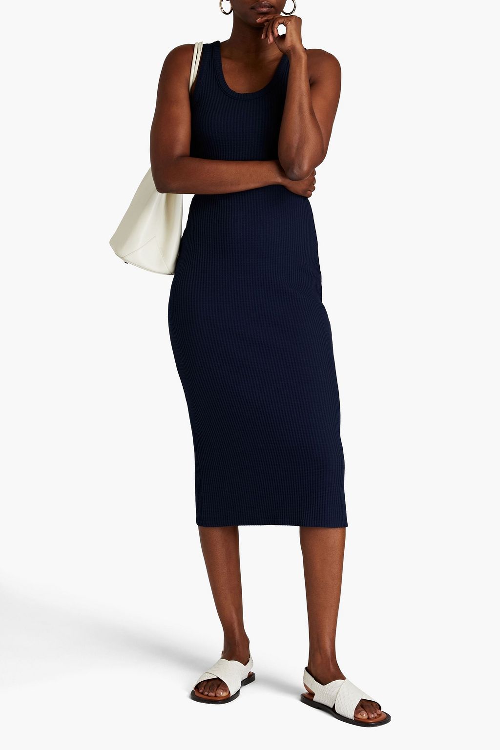 STATESIDE Waffle-knit jersey midi dress