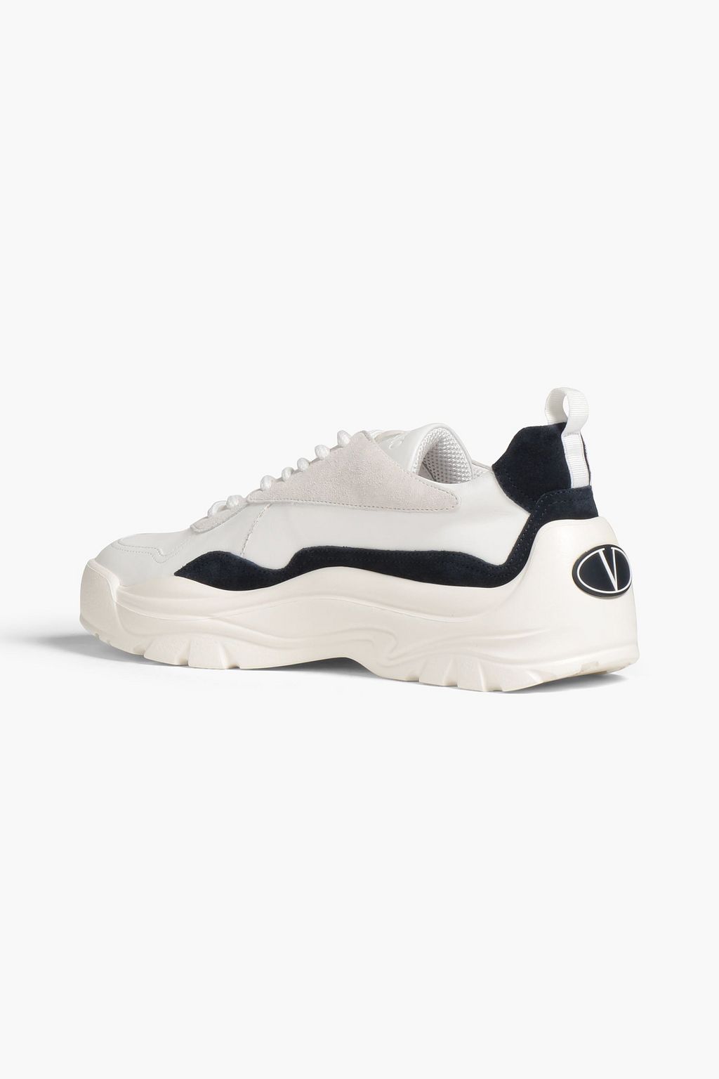 VALENTINO GARAVANI Printed suede-trimmed leather sneakers