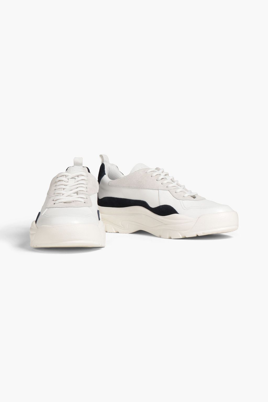 VALENTINO GARAVANI Printed suede-trimmed leather sneakers