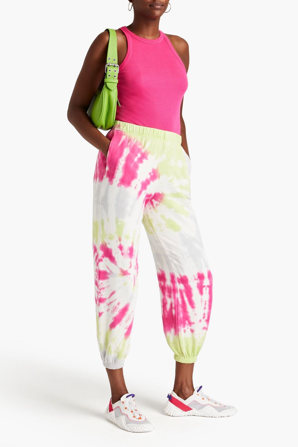 STATESIDE Tie-dyed stretch Micro Modal and cotton-blend fleece track pants