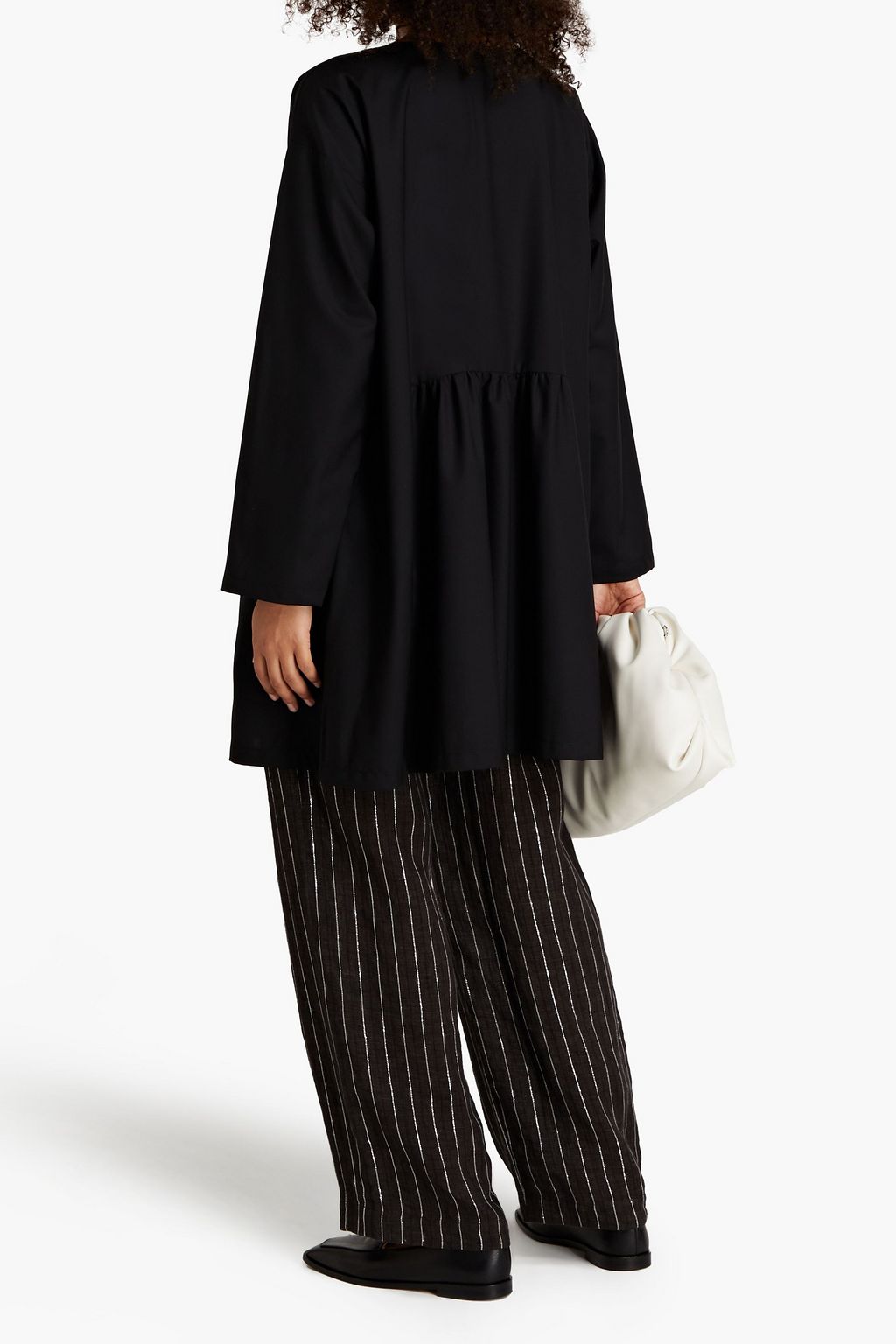 ESKANDAR Gathered mélange wool and silk-blend tunic