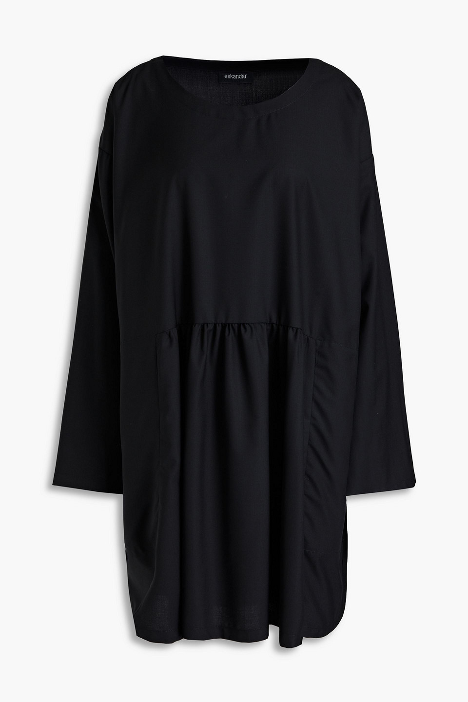 Eskandar Gathered wool and silk-blend tunic