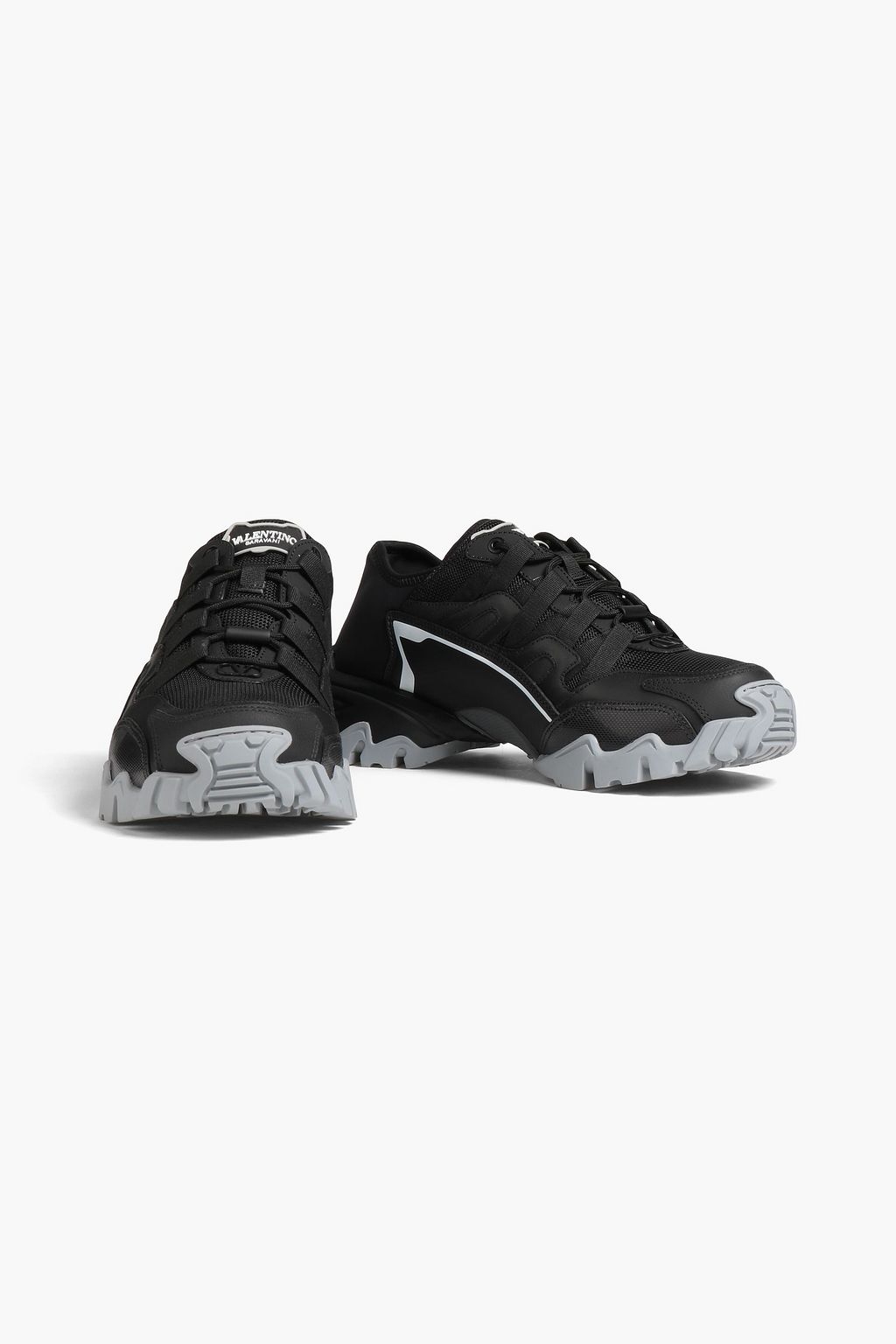 VALENTINO GARAVANI Logo-appliquéd leather, neoprene and mesh sneakers