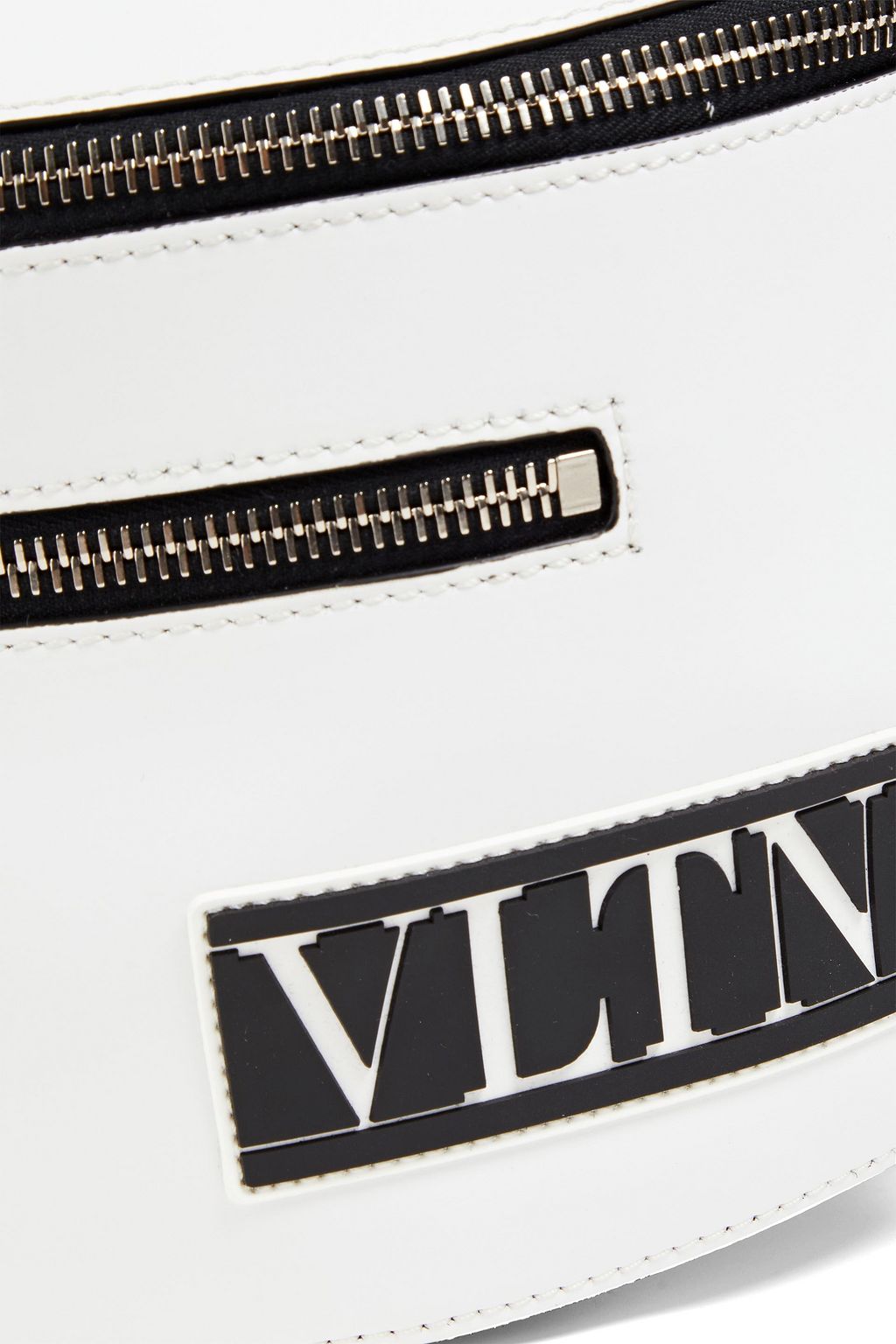 VALENTINO GARAVANI Two-tone logo-appliquéd leather belt bag