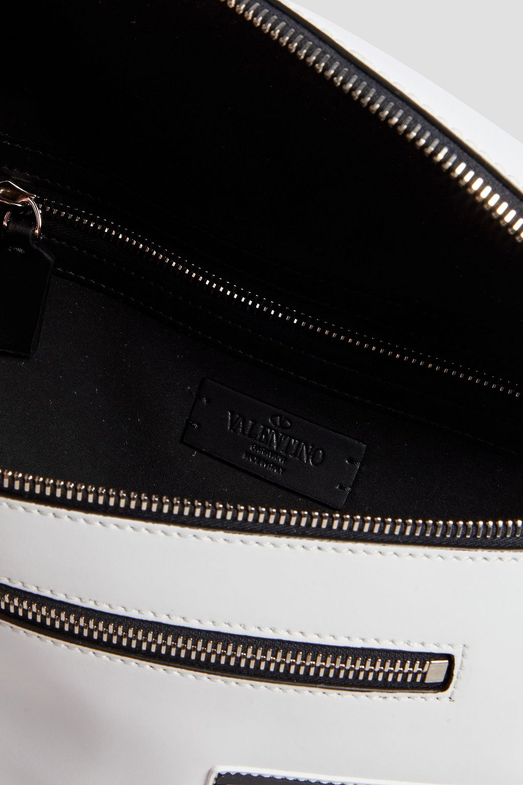 VALENTINO GARAVANI Two-tone logo-appliquéd leather belt bag