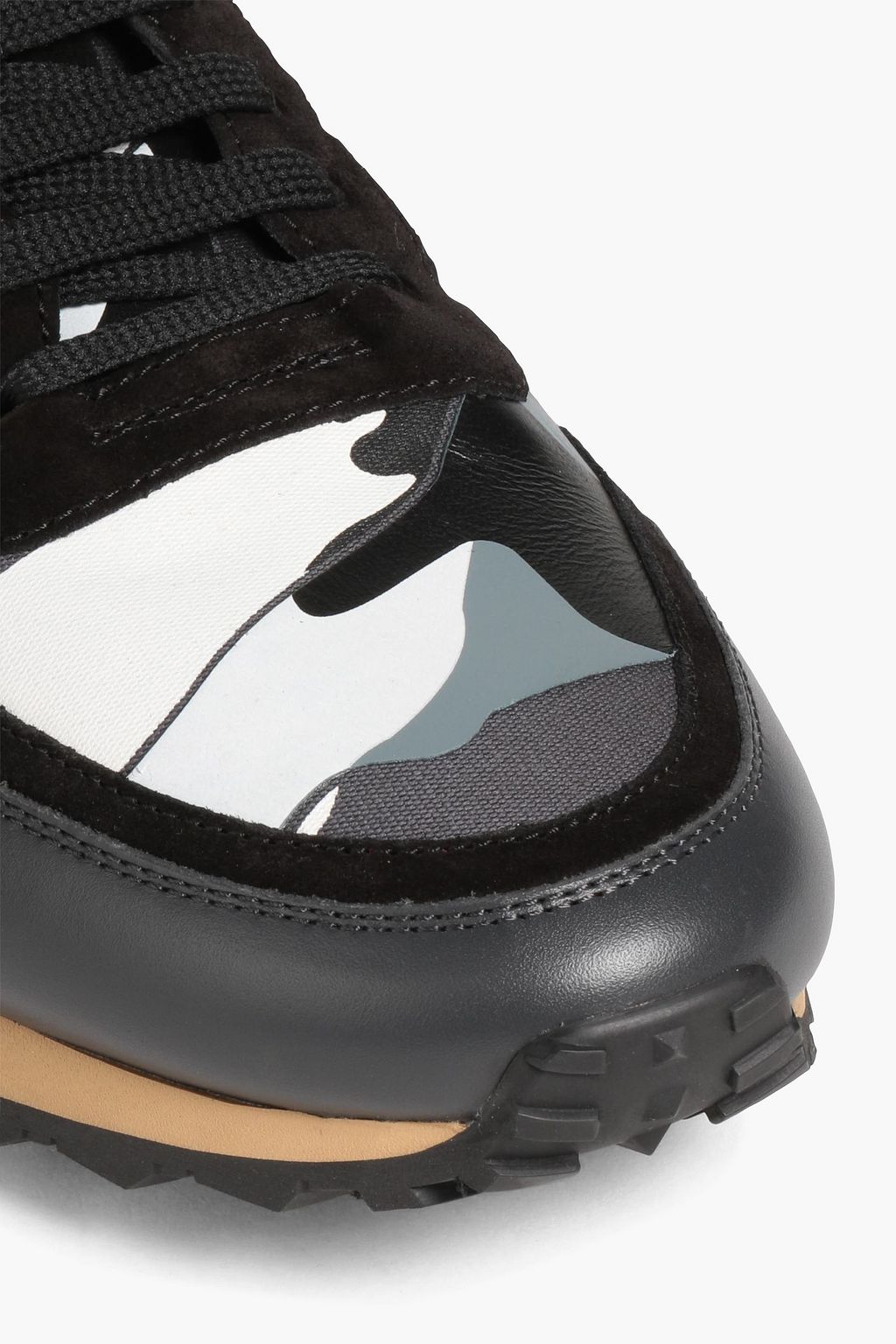 VALENTINO GARAVANI Rockrunner camouflage-print canvas, suede and leather canvas sneakers
