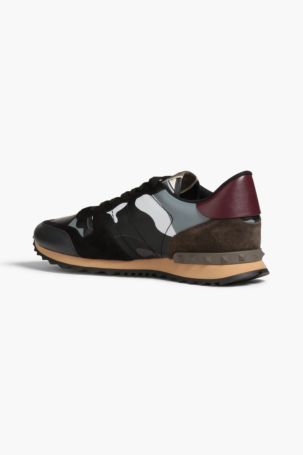 VALENTINO GARAVANI Rockrunner camouflage-print canvas, suede and leather canvas sneakers