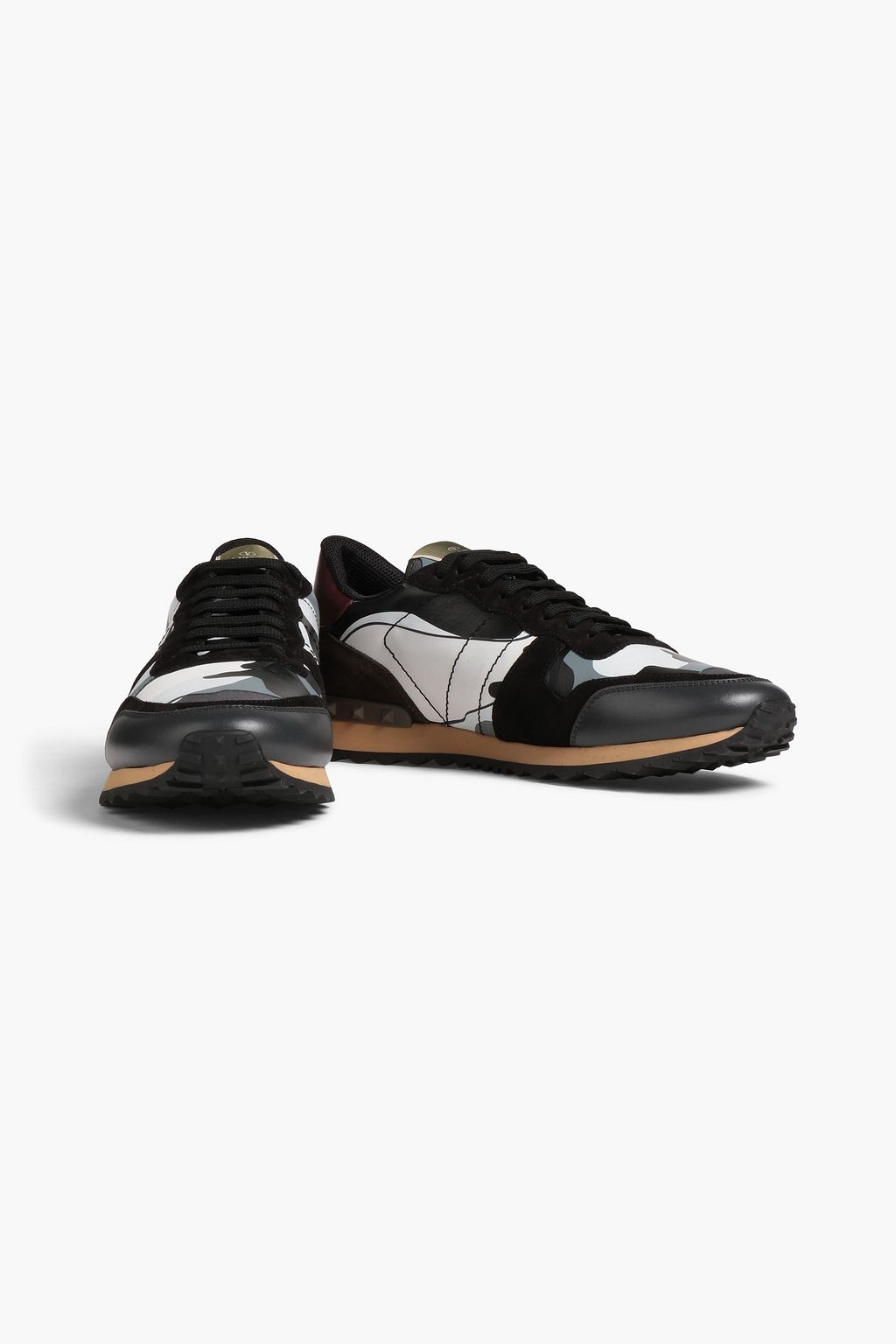 VALENTINO GARAVANI Rockrunner camouflage-print canvas, suede and leather canvas sneakers