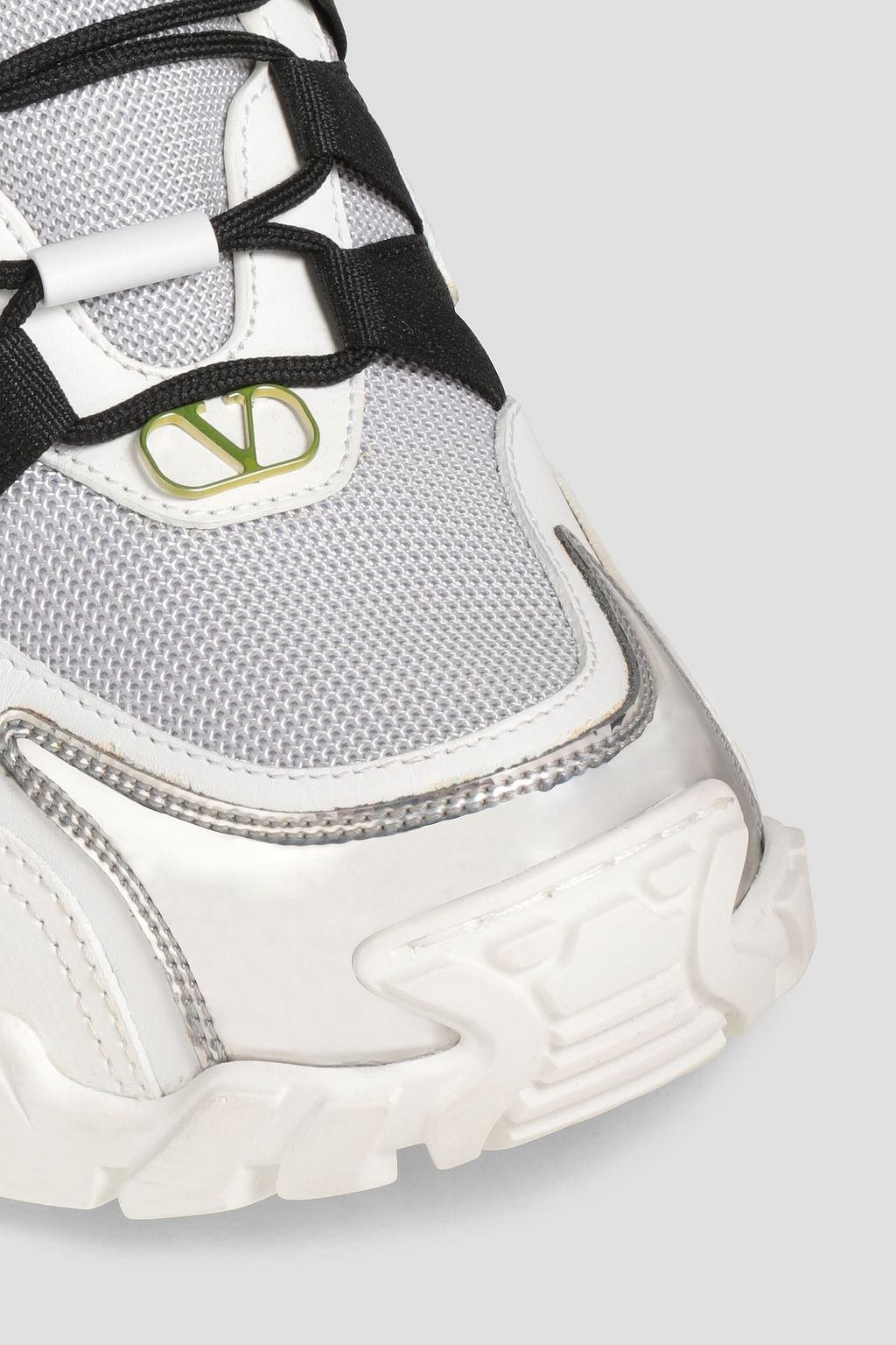 VALENTINO GARAVANI Logo-appliquéd leather and mesh sneakers