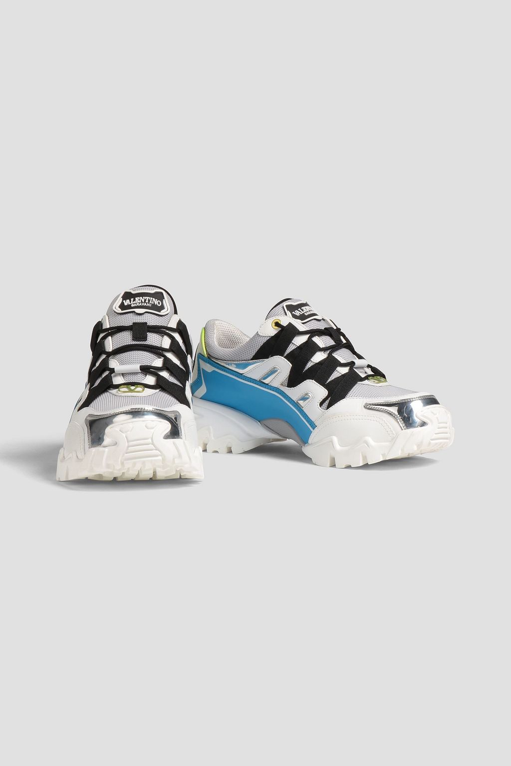 VALENTINO GARAVANI Logo-appliquéd leather and mesh sneakers